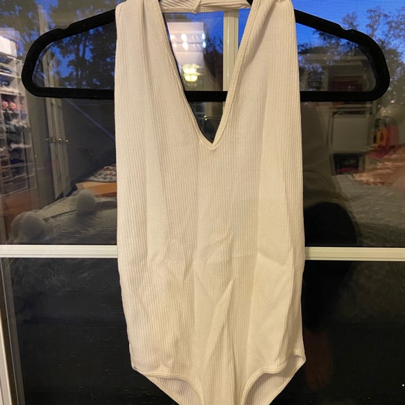 White Zara Ribbed Cotton Body Suit Like new - Picture 5 of 5